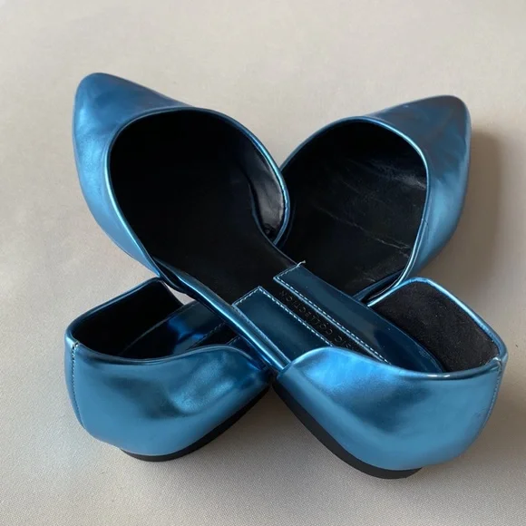 ZARA Shiny D'Orsay Flat Shoes In metallic blue - Picture 6 of 6